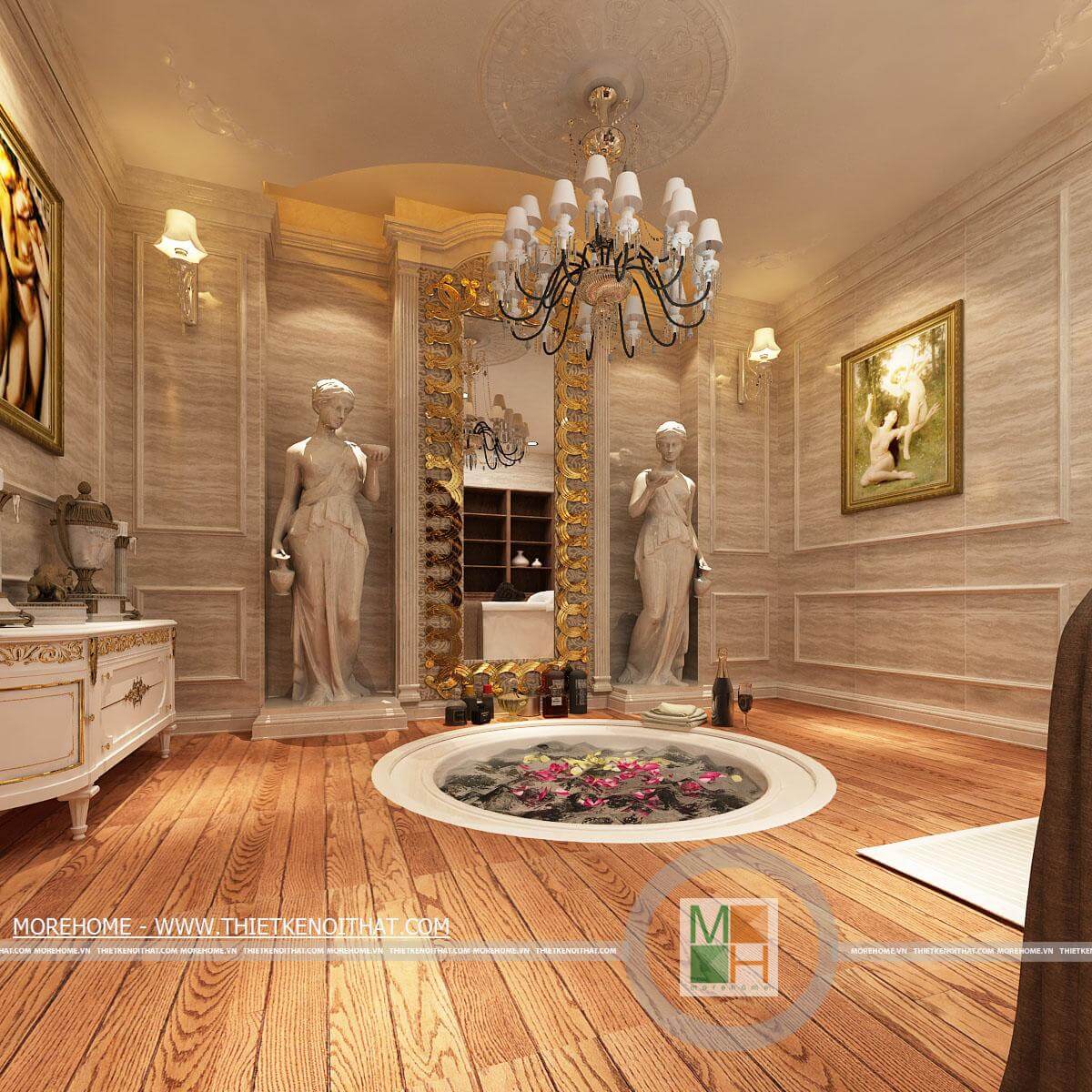 Thiết kế nội thất biệt thự Vinhomes Riverside tân cổ điển sang trọng- Khu biệt thự Hoa Lan HL0516